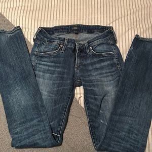 A GOLD E distressed low rise straight slim jeans size 25